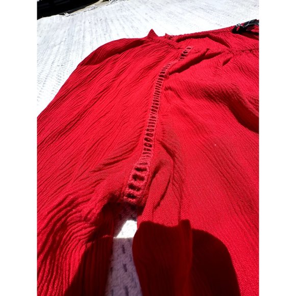 International Concepts Blouse Womens 2 Extra Large Red Trim Knit Lace Round Neck - Picture 4 of 10